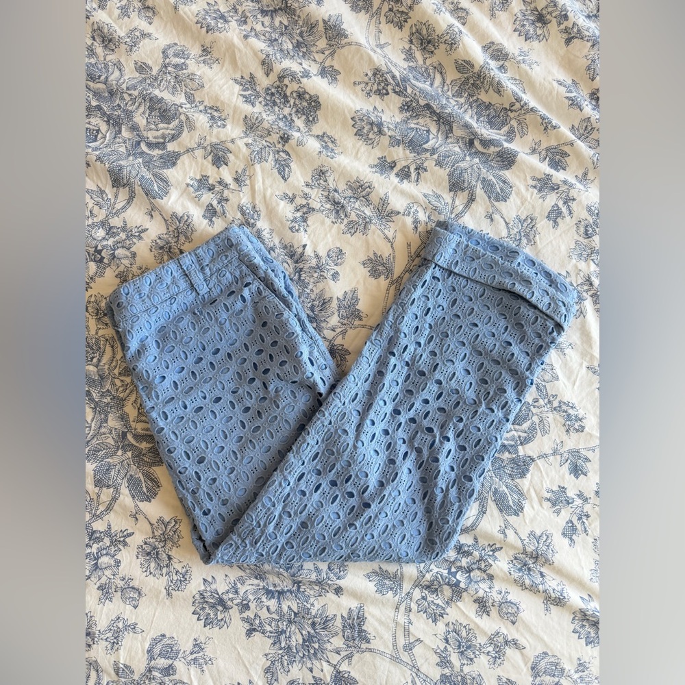 Anne Klein Light Blue Eyelet Straight Leg Jeans